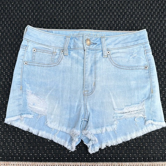 American Eagle AE Hi-Rise Super Stretch Shortie Denim Jean Short Size 4 - Picture 1 of 6